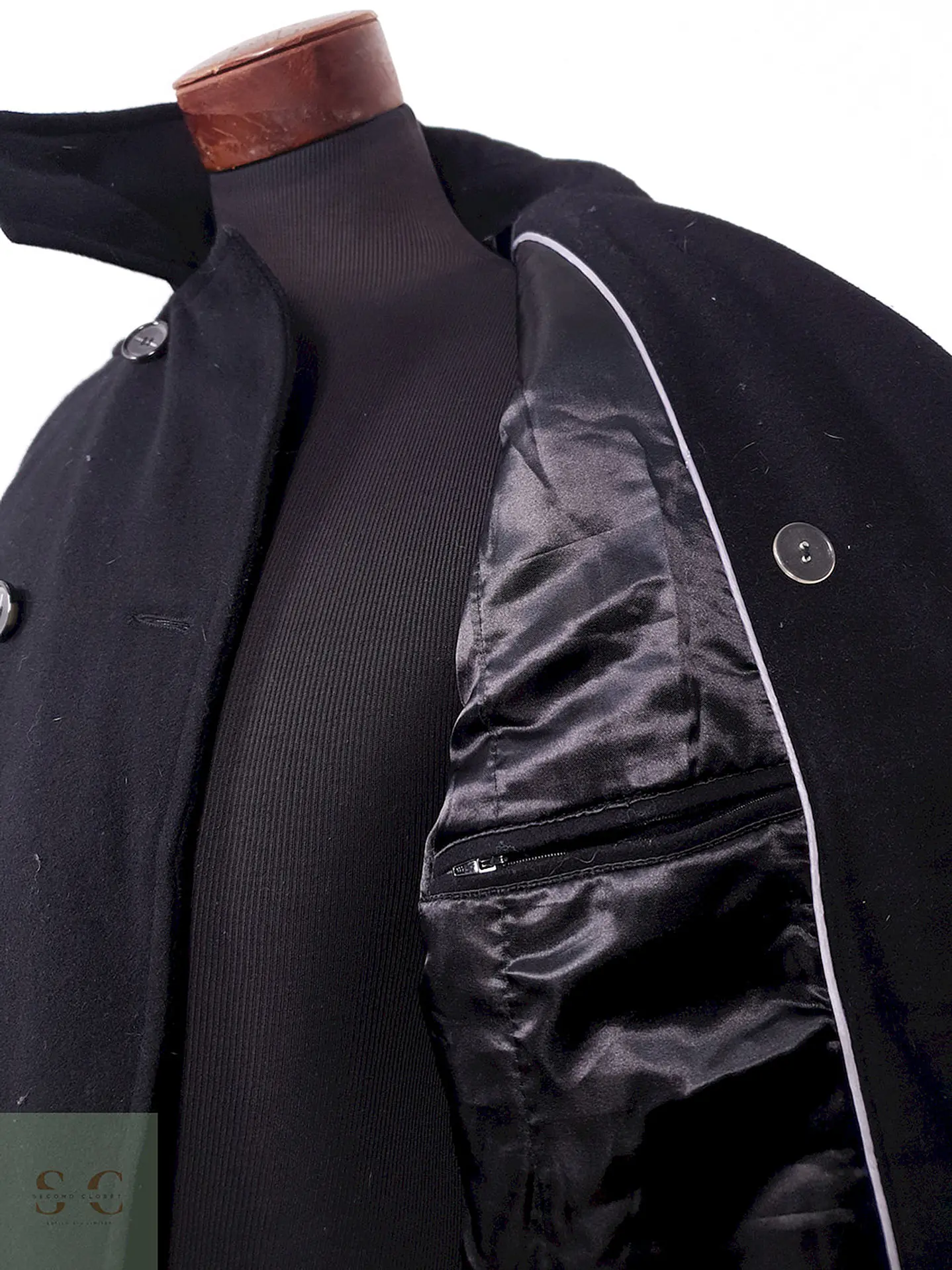 Abrigo Chereskin Marinero Negro 70% Lana Talla LXL 11