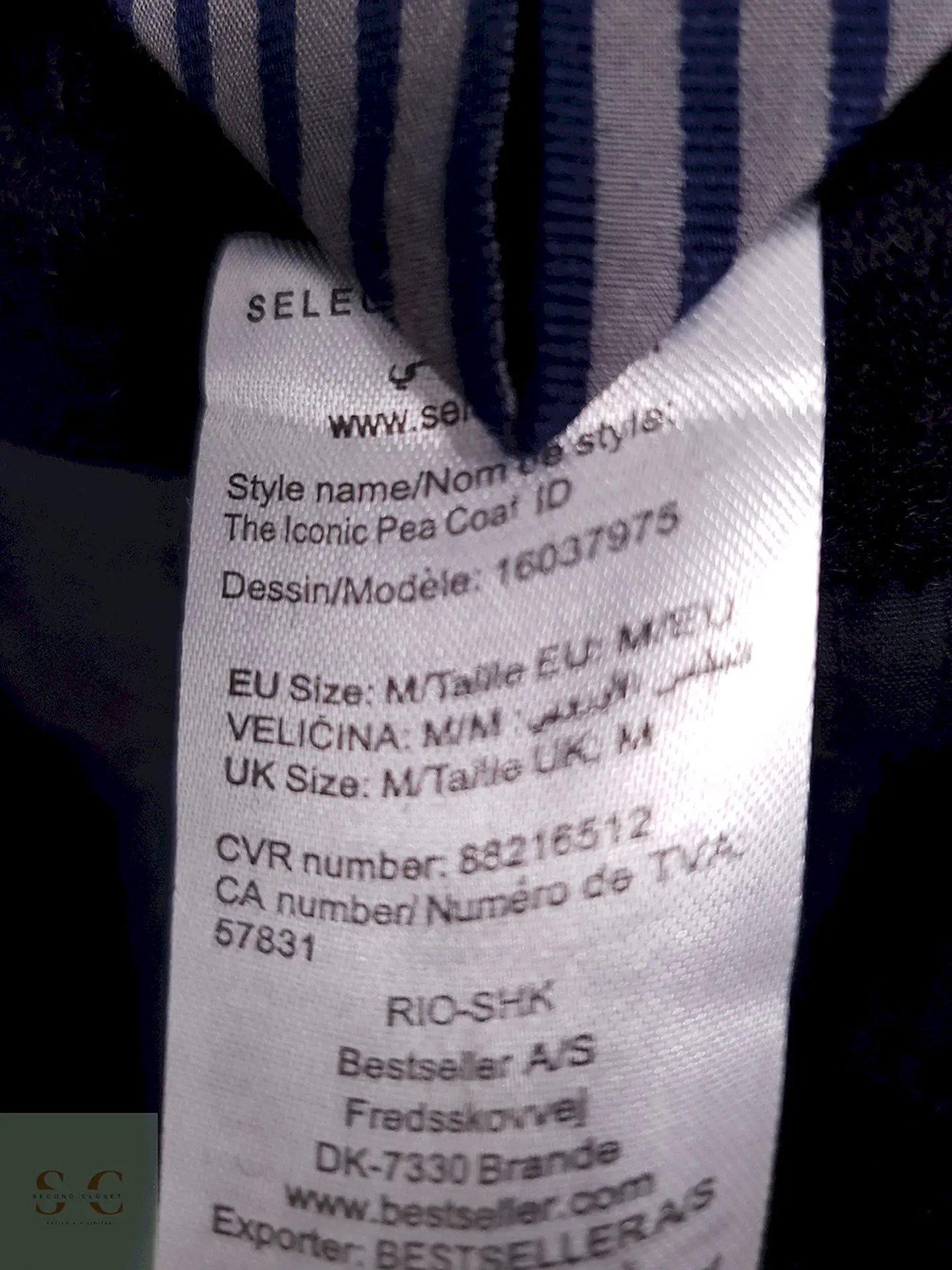 Abrigo Selected Homme Marinero Azul 70% Lana Talla SM 12