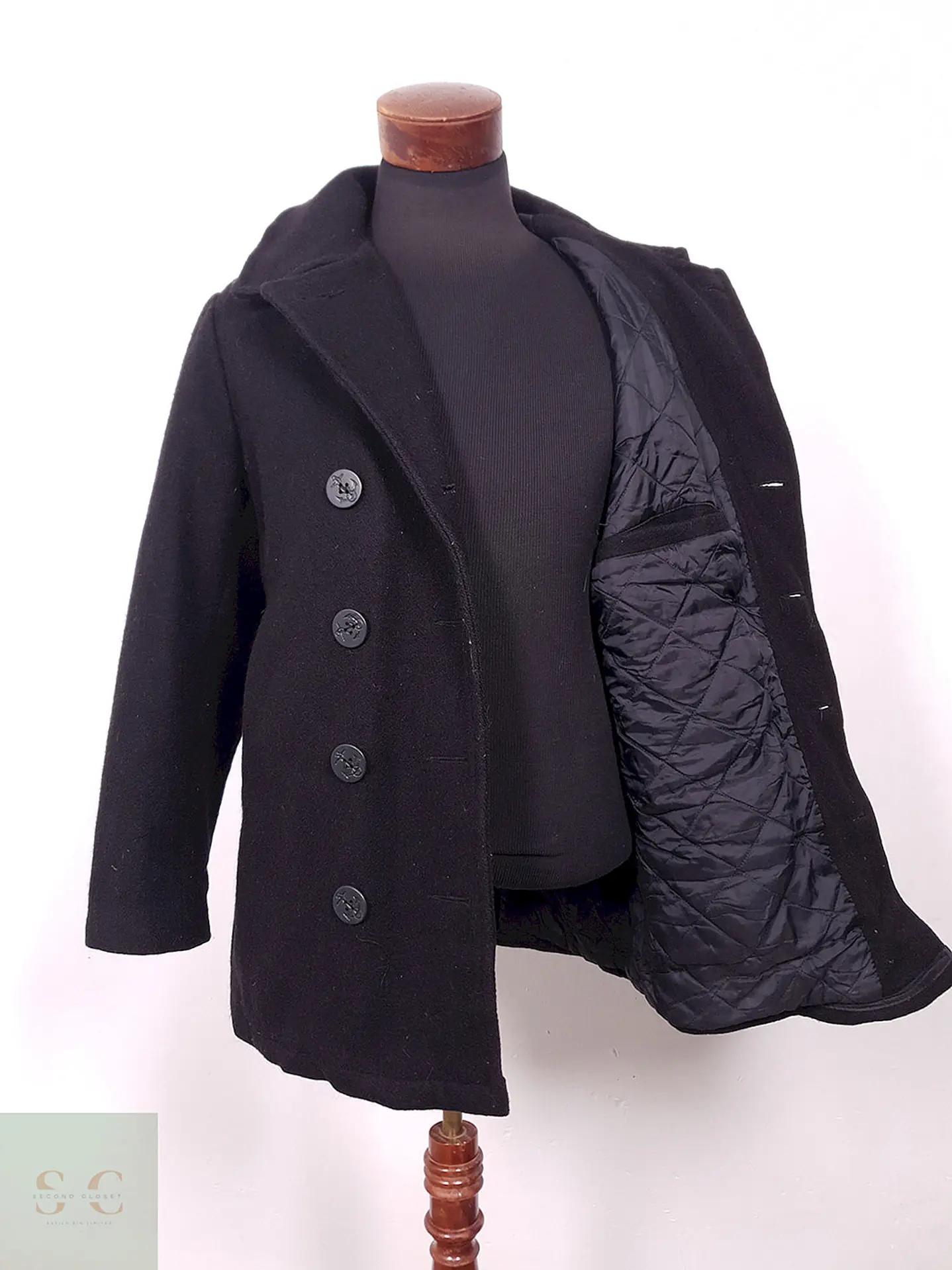 Abrigo Dur O Jac By Schott NYC Marinero Negro Lana Talla S 12