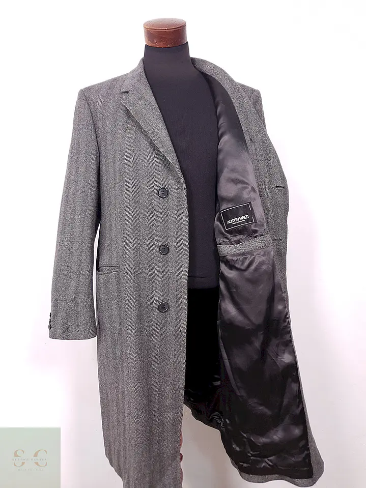 Abrigo Austin Reed 100% Lana Virgen Gris Talla LXL 14