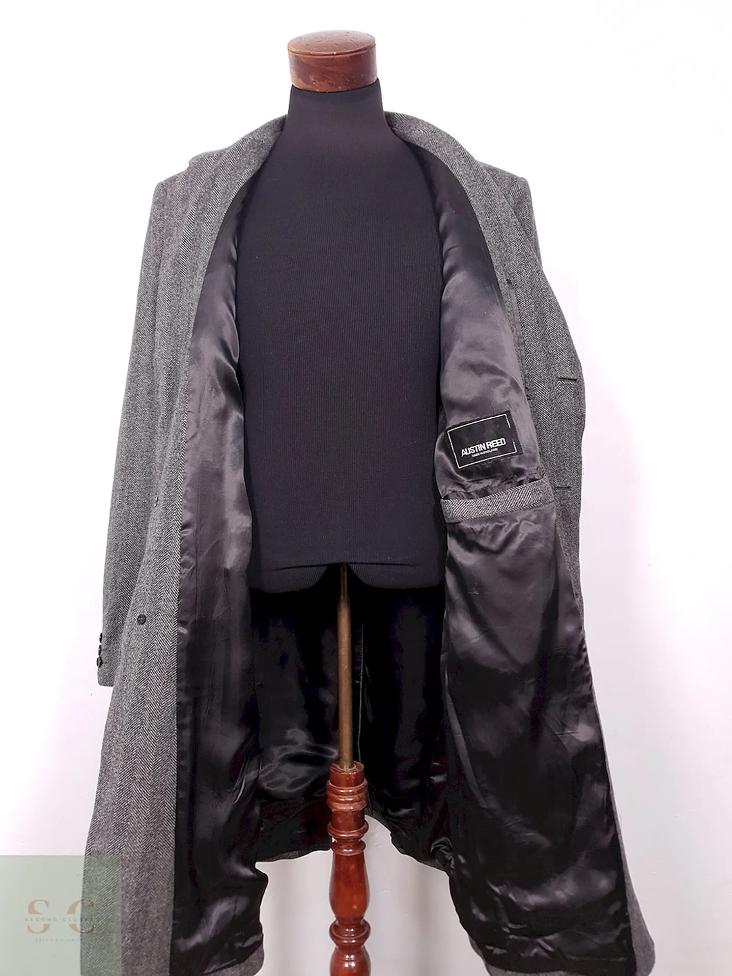 Abrigo Austin Reed 100% Lana Virgen Gris Talla LXL 15