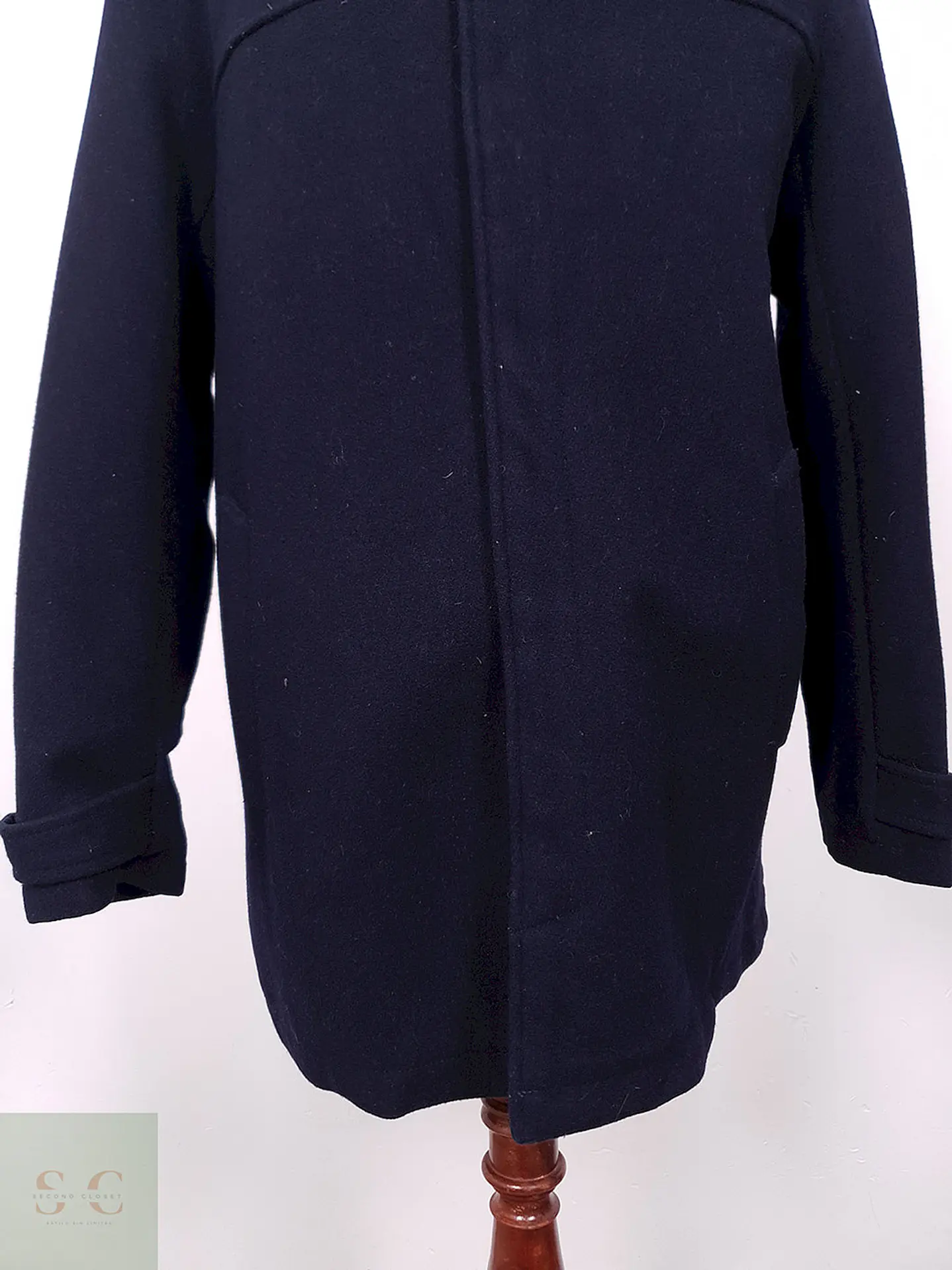 Abrigo Forever 21 Azul con Gorro 50% Lana Talla ML 3