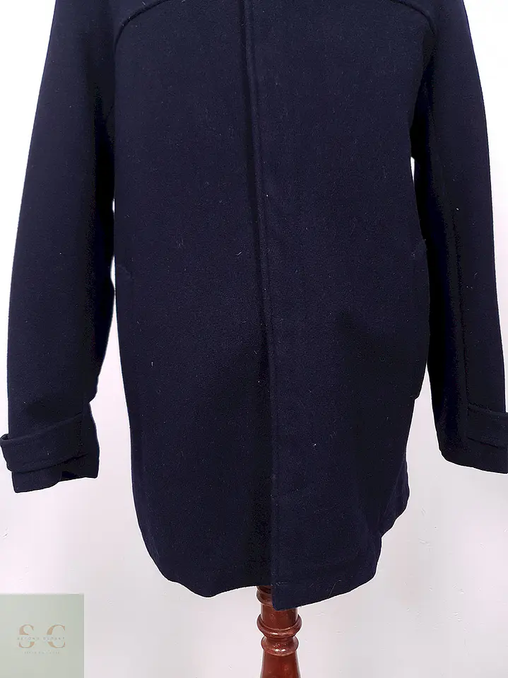 Abrigo Forever 21 Azul con Gorro 50% Lana Talla ML 3