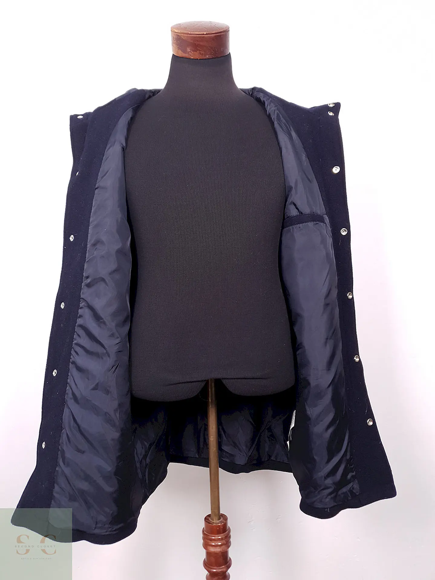 Abrigo Forever 21 Azul con Gorro 50% Lana Talla ML 9