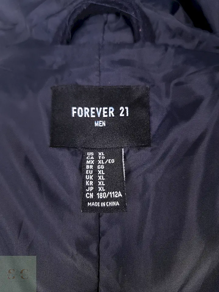 Abrigo Forever 21 Azul con Gorro 50% Lana Talla ML 11