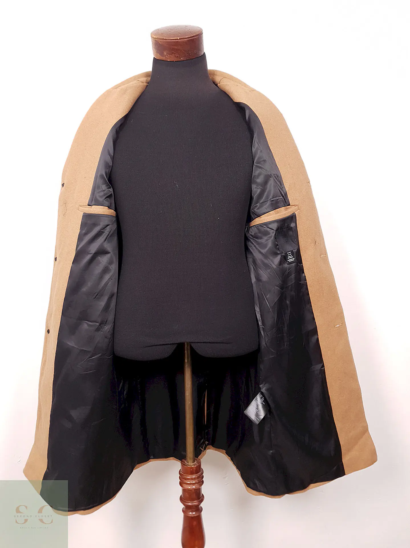 Abrigo H&M Camel 50% Lana Talla M 11