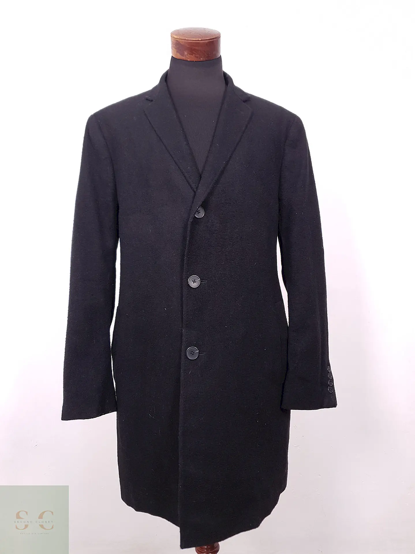 Abrigo Nordstrom Rack Negro Mezcla Lana Talla XL 1