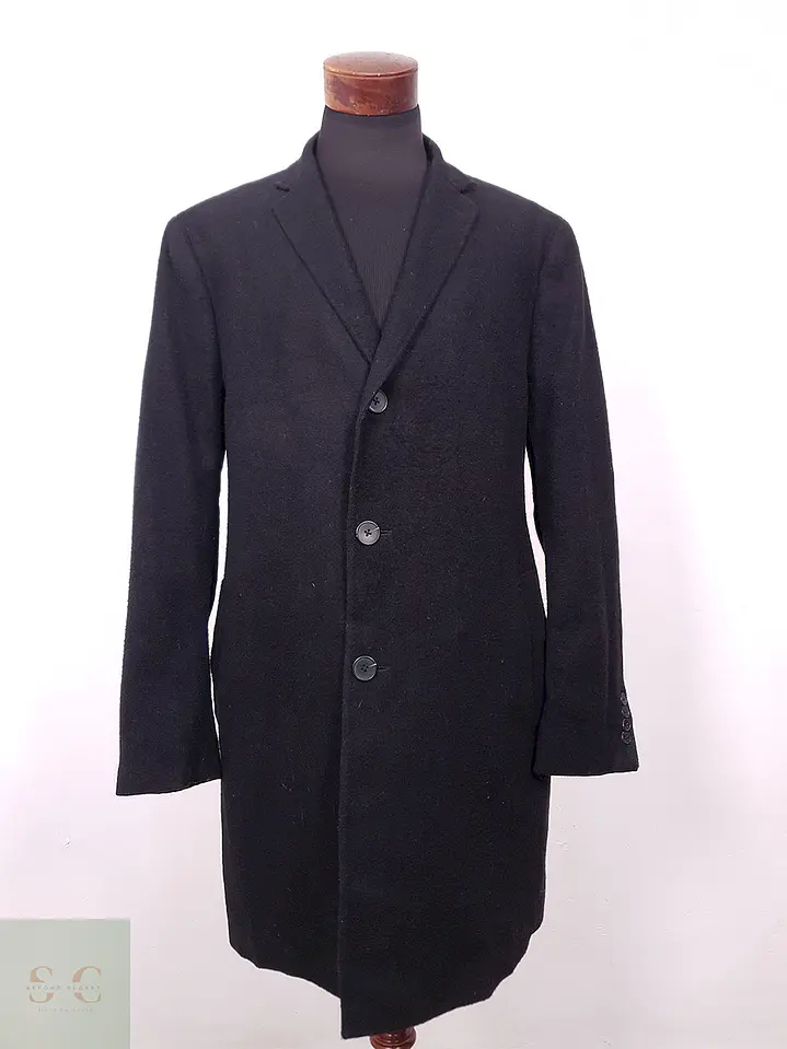 Abrigo Nordstrom Rack Negro Mezcla Lana Talla XL 1