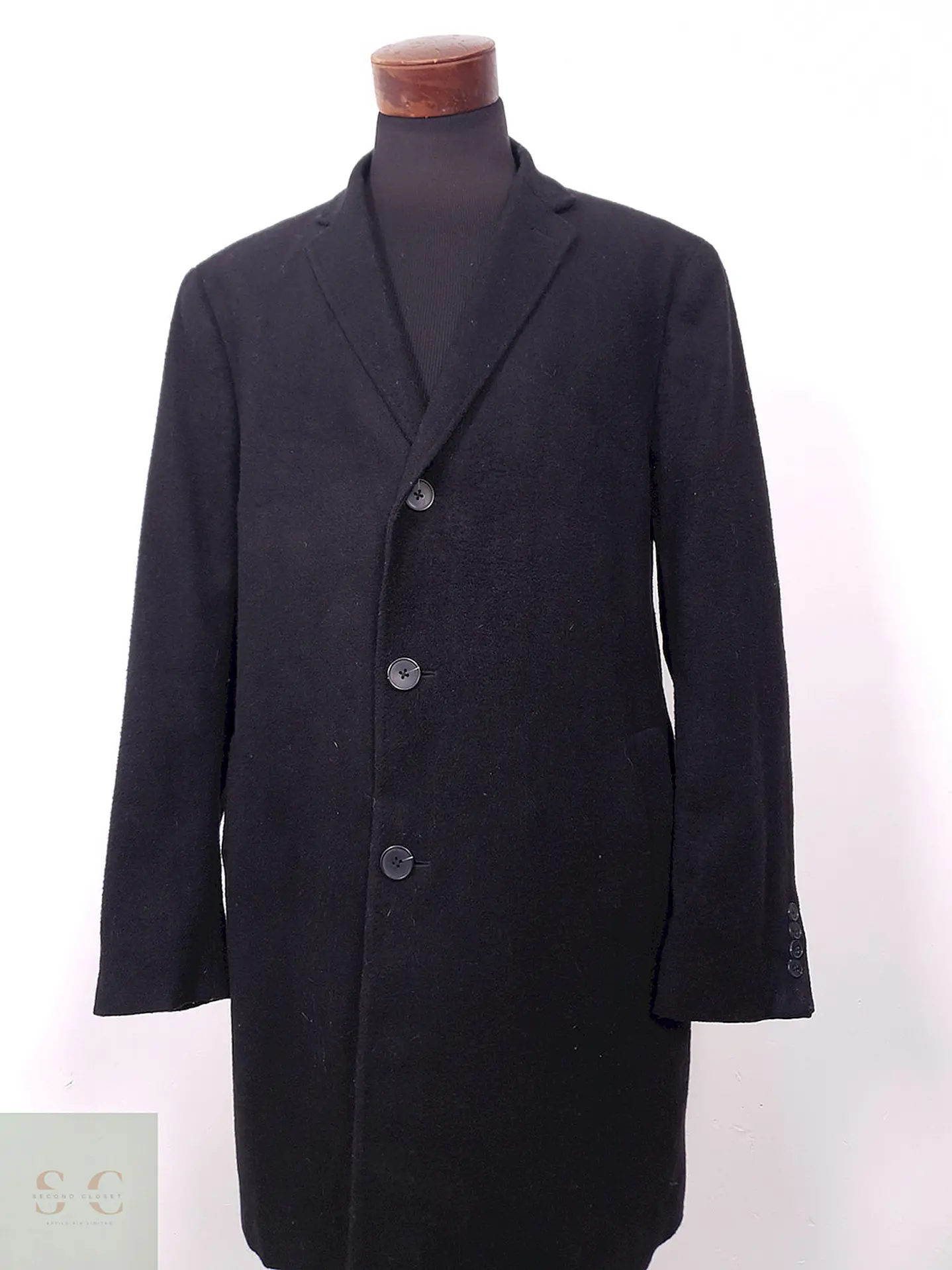 Abrigo Nordstrom Rack Negro Mezcla Lana Talla XL 2