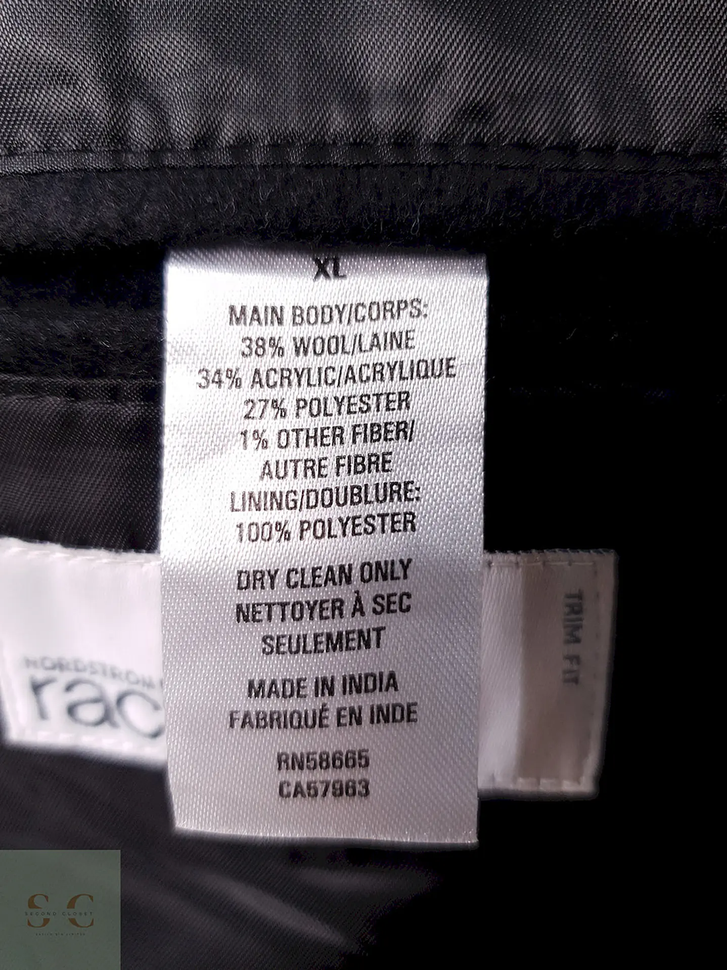 Abrigo Nordstrom Rack Negro Mezcla Lana Talla XL 7