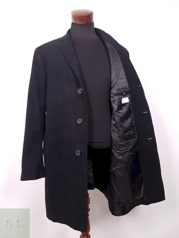 Abrigo Nordstrom Rack Negro Mezcla Lana Talla XL 8