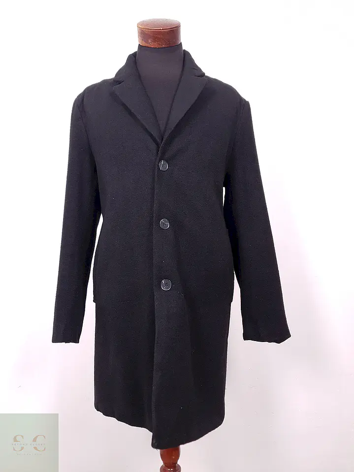 Abrigo J.M. Haggar Negro Mezcla Lana Talla L 1