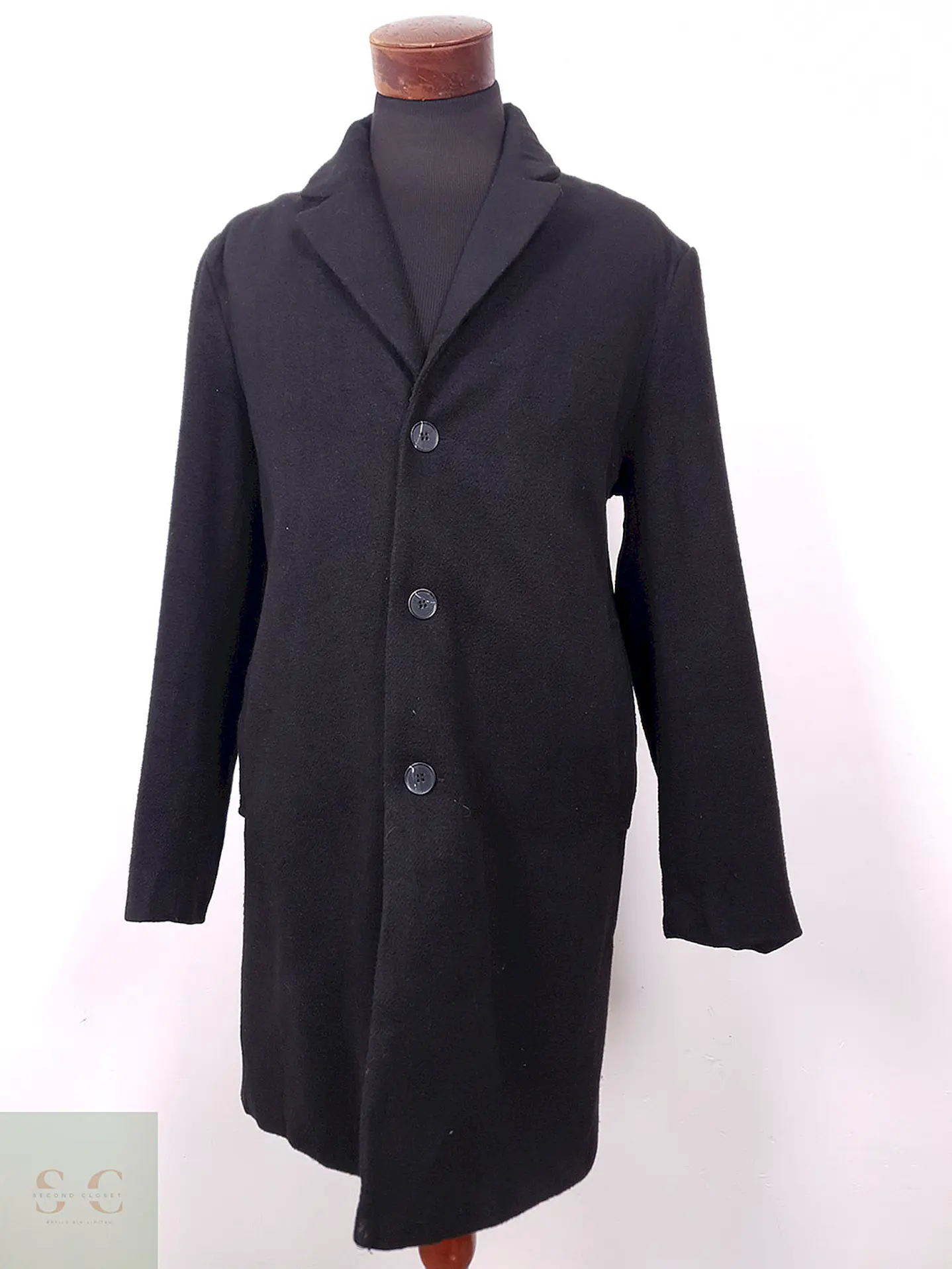 Abrigo J.M. Haggar Negro Mezcla Lana Talla L 2