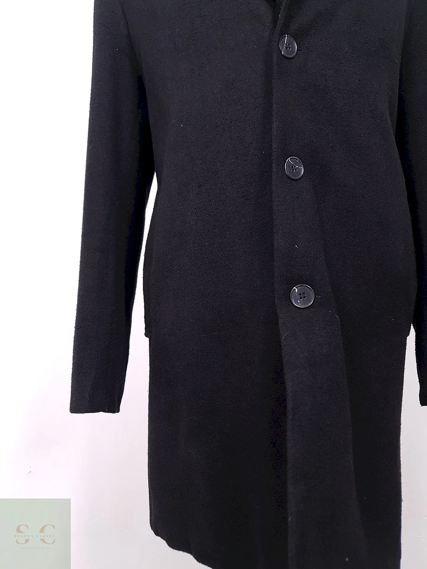 Abrigo J.M. Haggar Negro Mezcla Lana Talla L 3