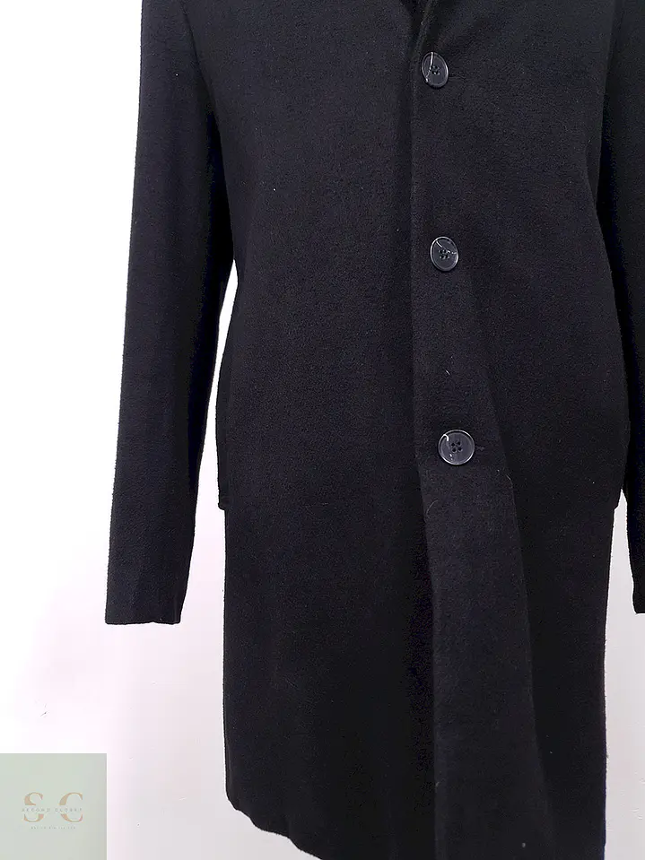 Abrigo J.M. Haggar Negro Mezcla Lana Talla L 3