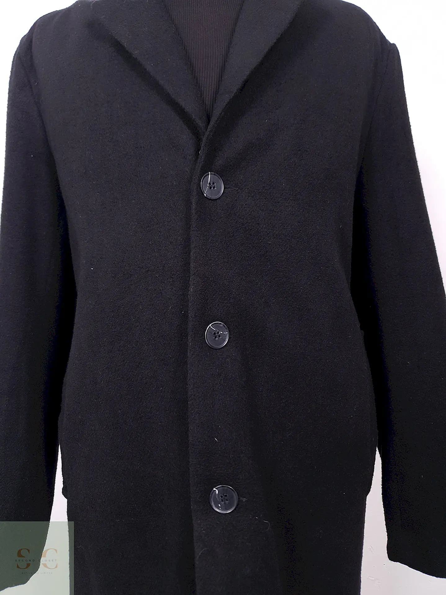 Abrigo J.M. Haggar Negro Mezcla Lana Talla L 4