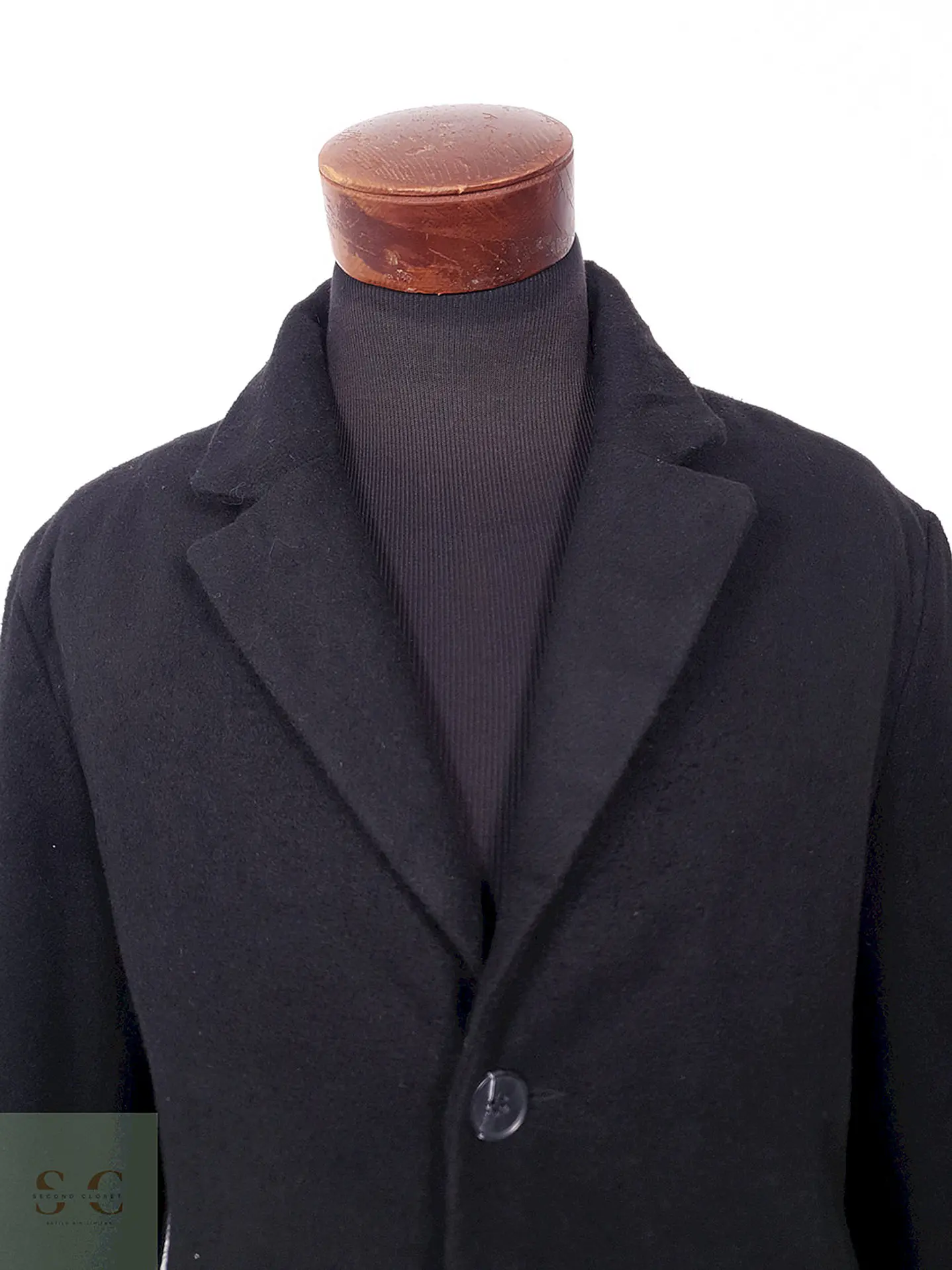 Abrigo J.M. Haggar Negro Mezcla Lana Talla L 5