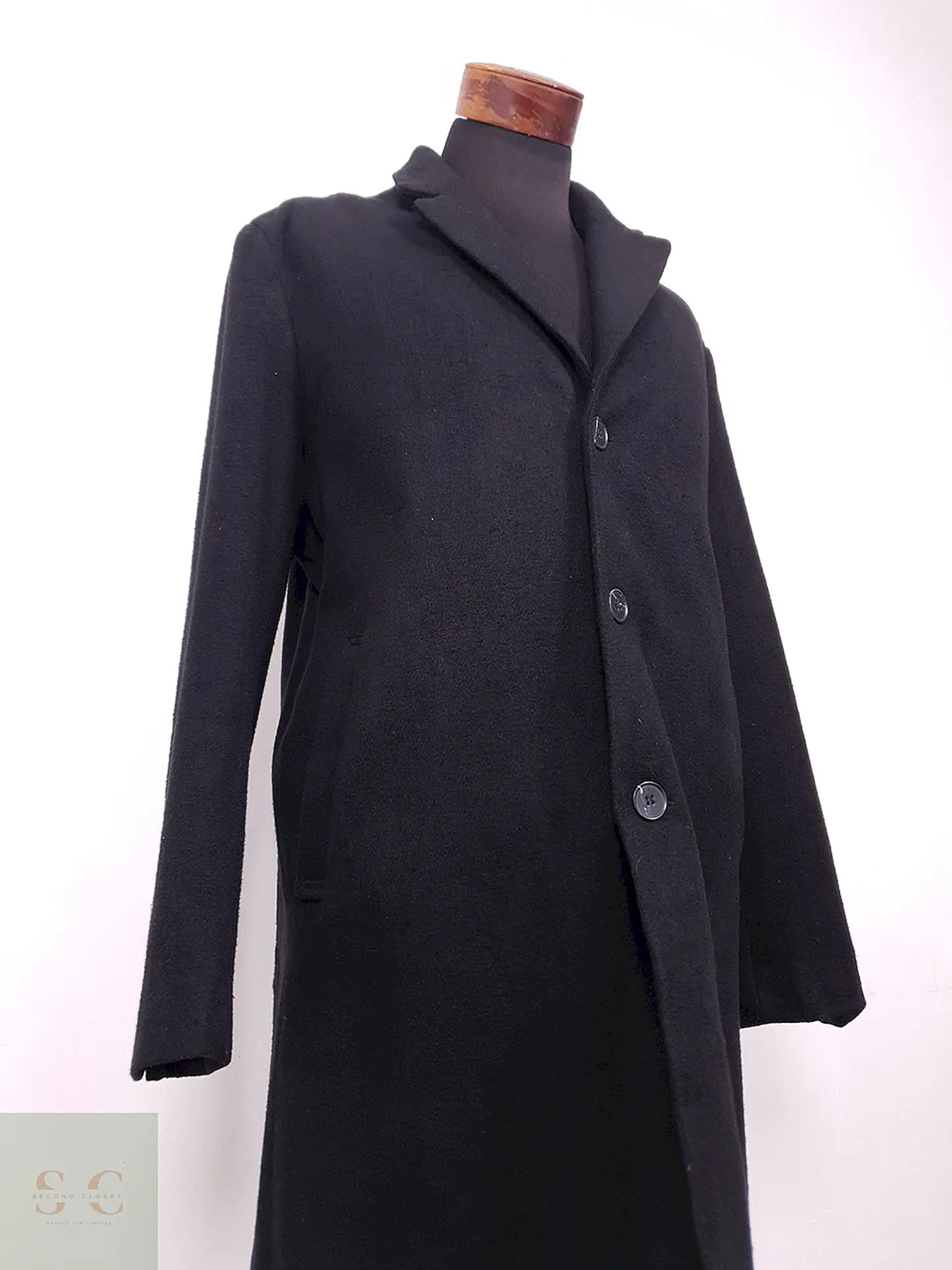 Abrigo J.M. Haggar Negro Mezcla Lana Talla L 6