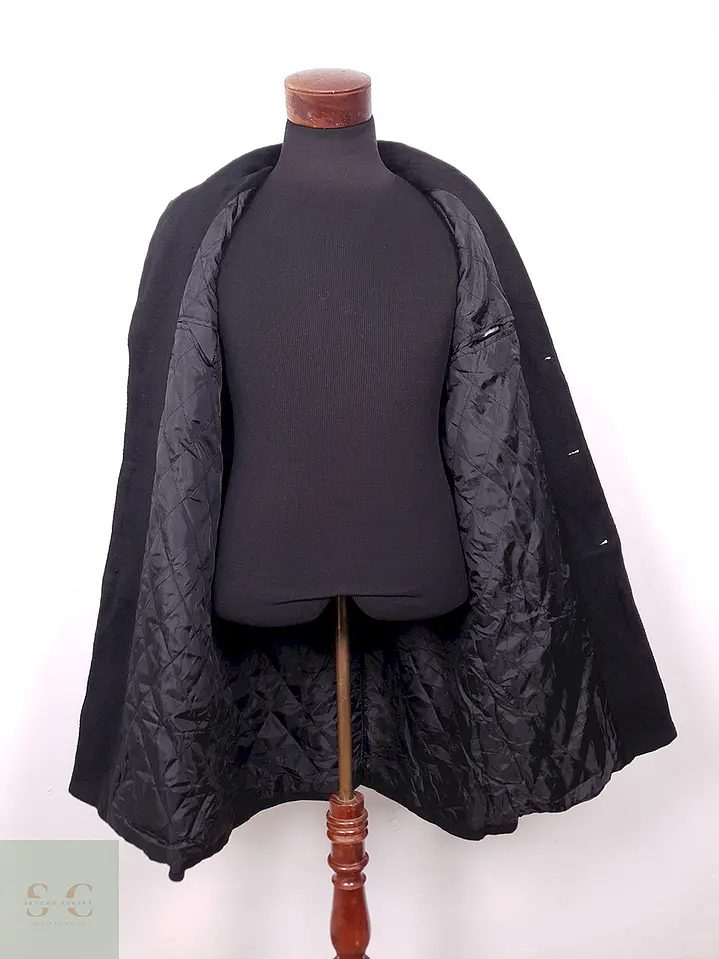 Abrigo J.M. Haggar Negro Mezcla Lana Talla L 9