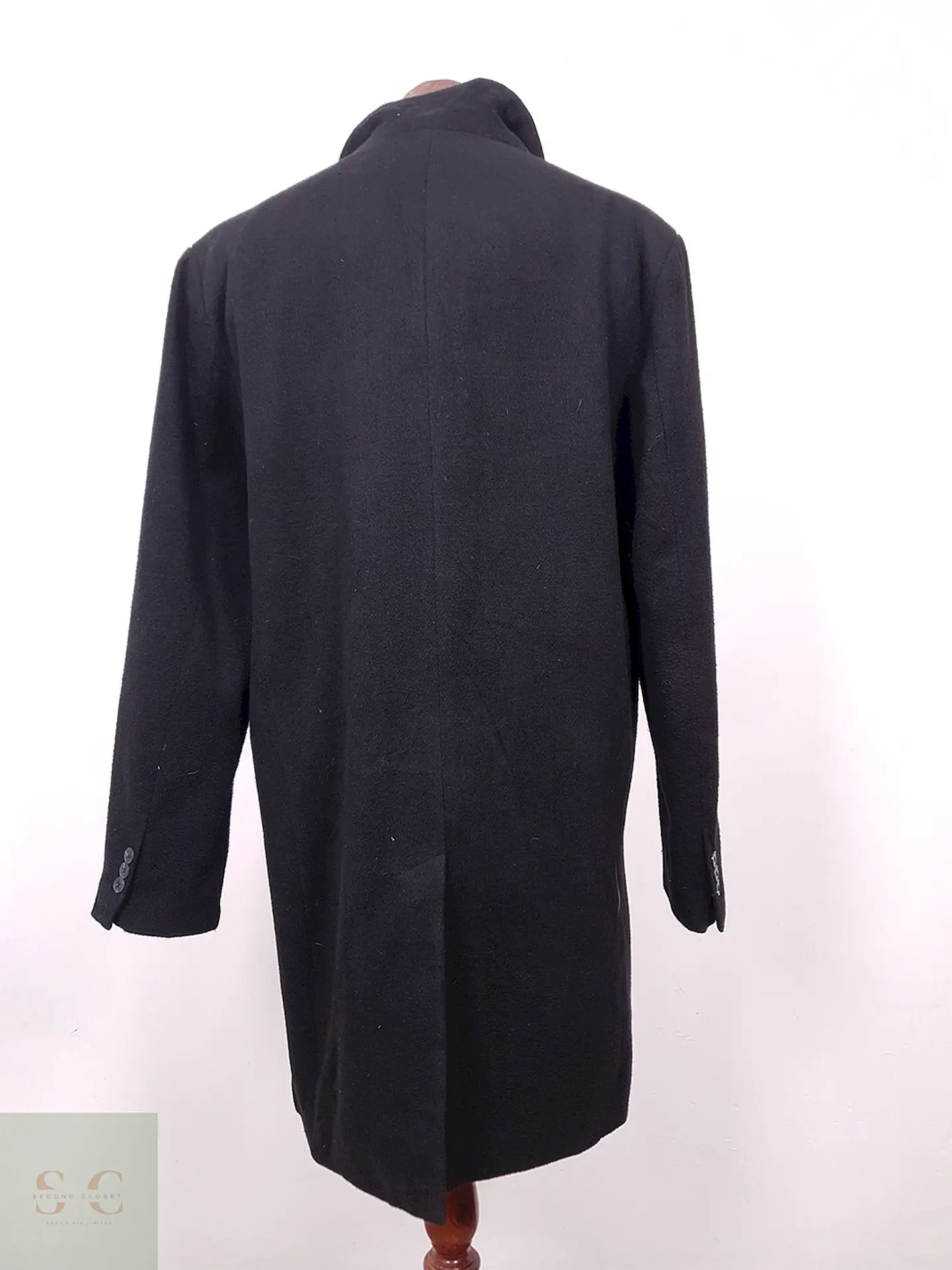 Abrigo J.M. Haggar Negro Mezcla Lana Talla L 10