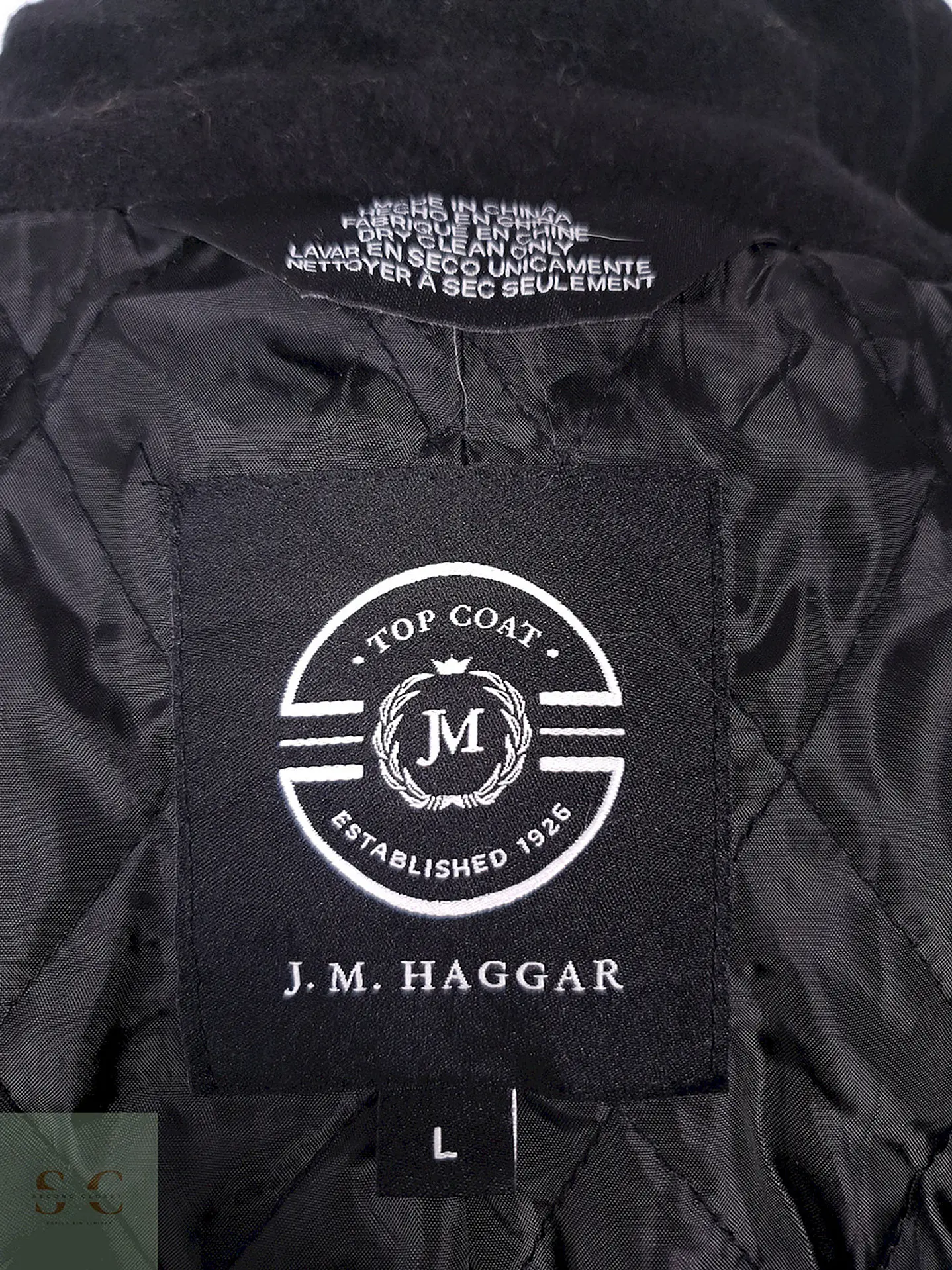 Abrigo J.M. Haggar Negro Mezcla Lana Talla L 11