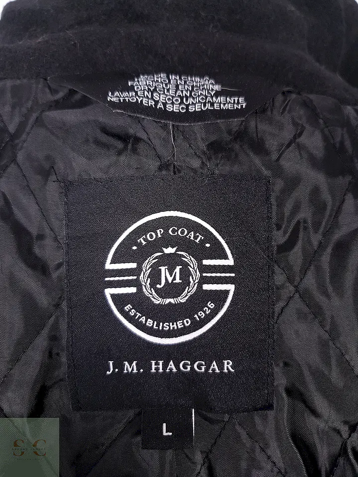 Abrigo J.M. Haggar Negro Mezcla Lana Talla L 11