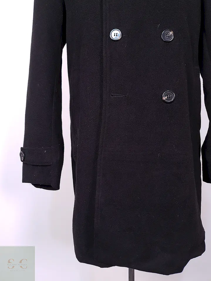 Abrigo Marinero Negro Mezcla Lana Talla M 3
