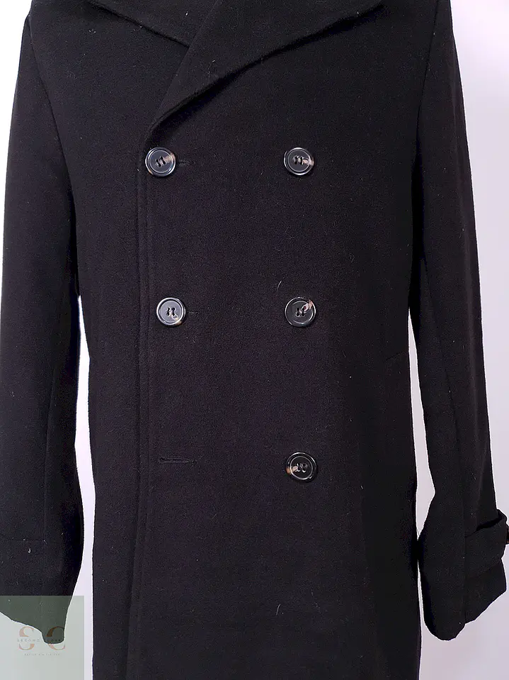Abrigo Marinero Negro Mezcla Lana Talla M 4