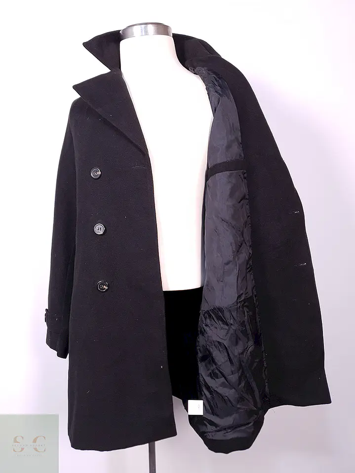 Abrigo Marinero Negro Mezcla Lana Talla M 7