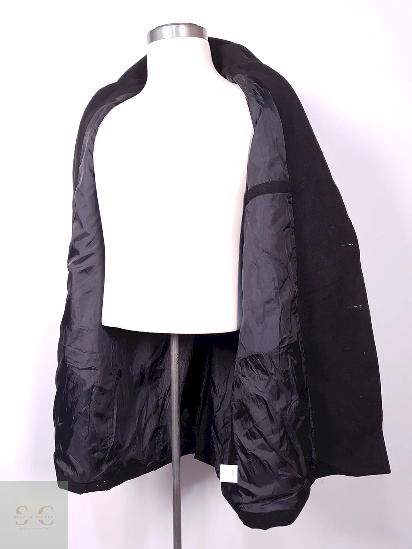 Abrigo Marinero Negro Mezcla Lana Talla M 9