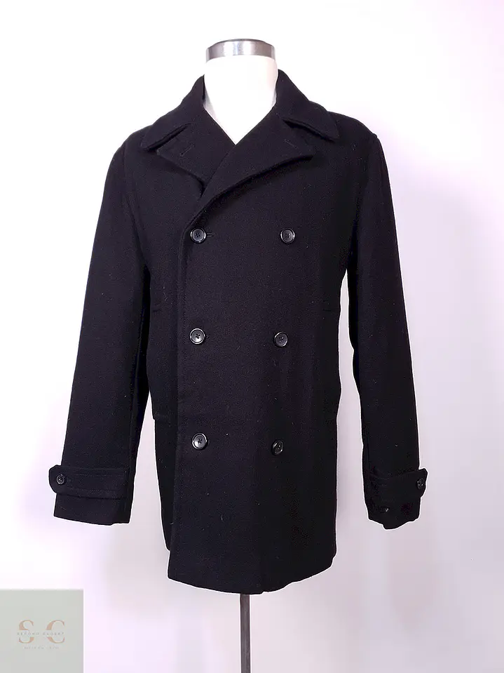 Abrigo Merona Marinero Negro Lana Talla L 1