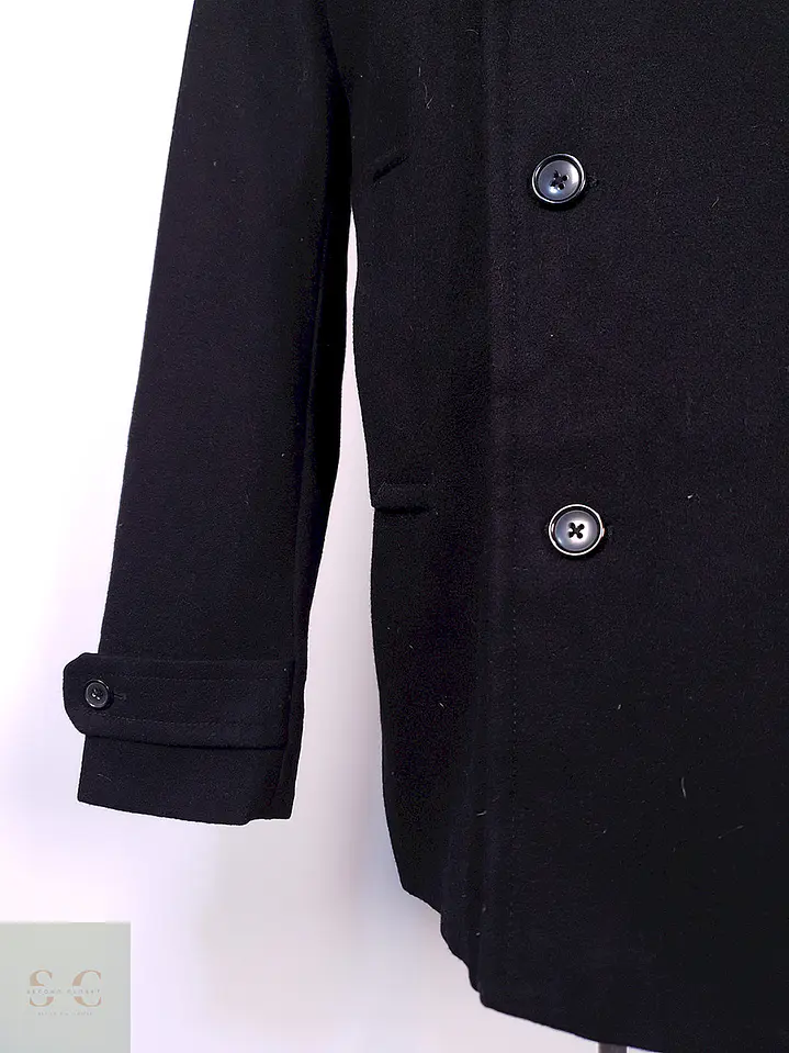Abrigo Merona Marinero Negro Lana Talla L 3