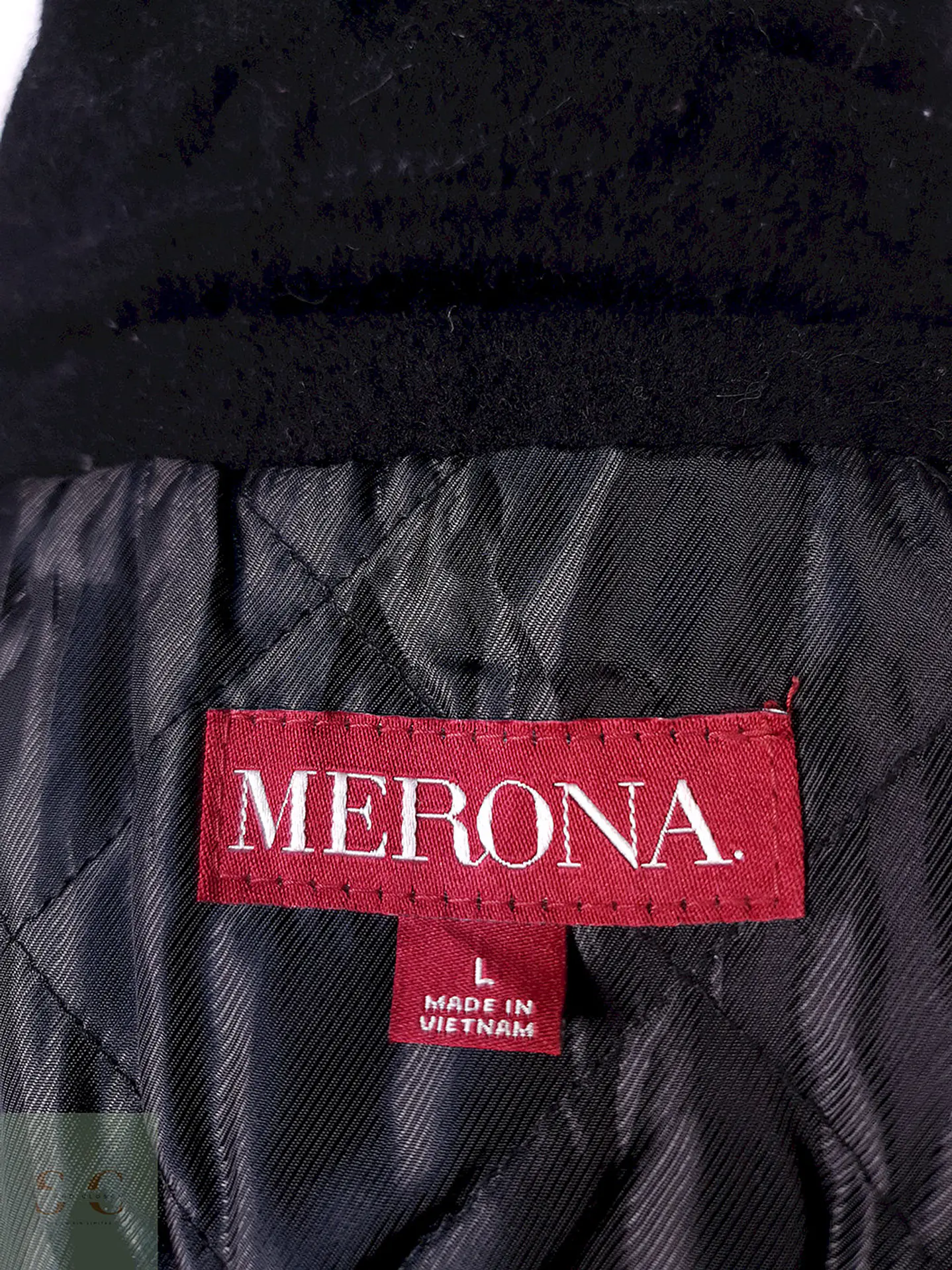 Abrigo Merona Marinero Negro Lana Talla L 10