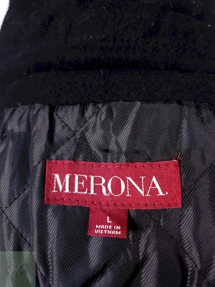 Abrigo Merona Marinero Negro Lana Talla L 10