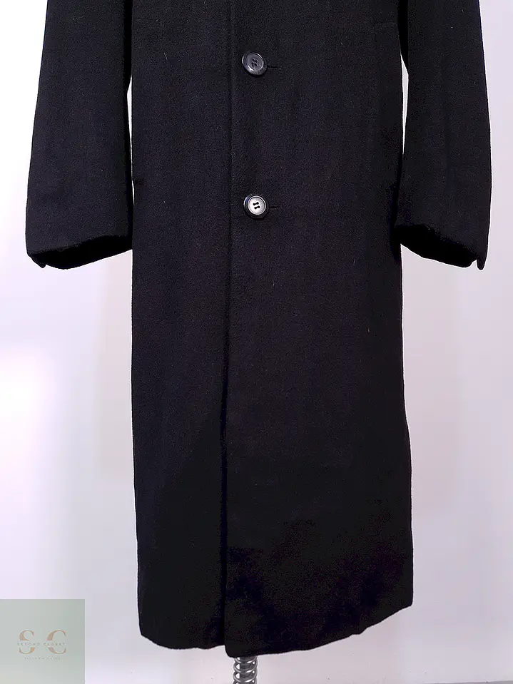 Abrigo Largo Negro Diseño Italiano Lana Talla L 2