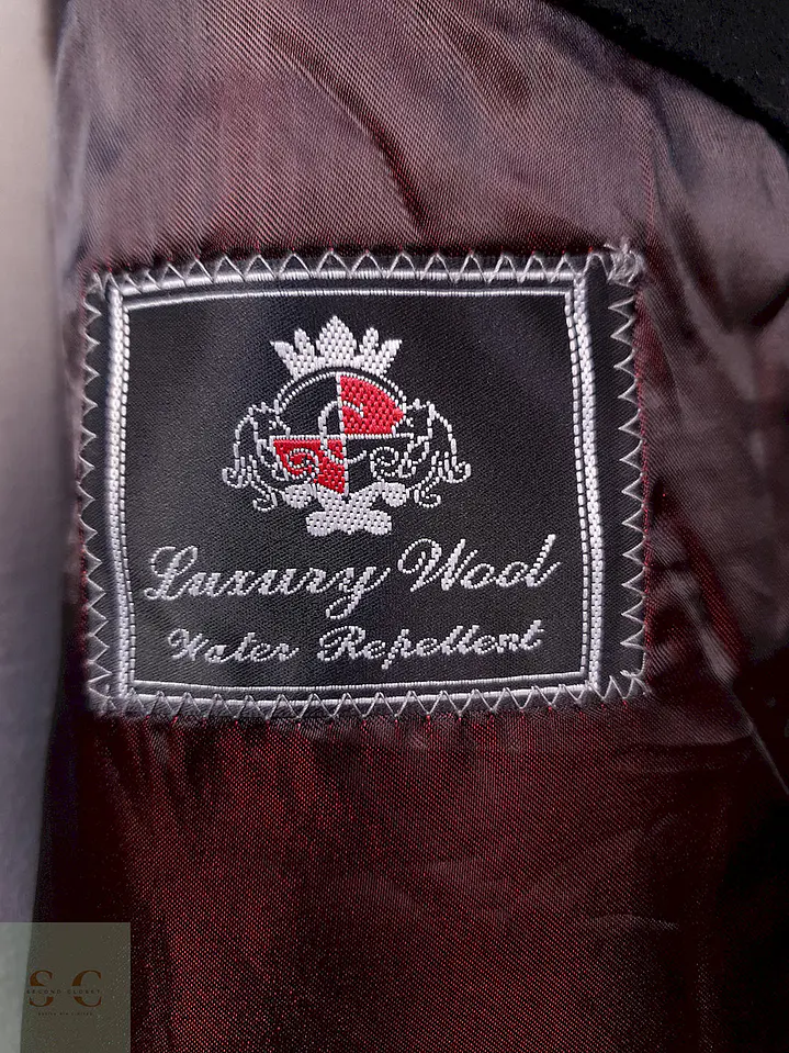 Abrigo Largo Negro Diseño Italiano Lana Talla L 9