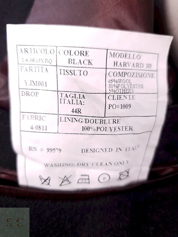 Abrigo Largo Negro Diseño Italiano Lana Talla L 14
