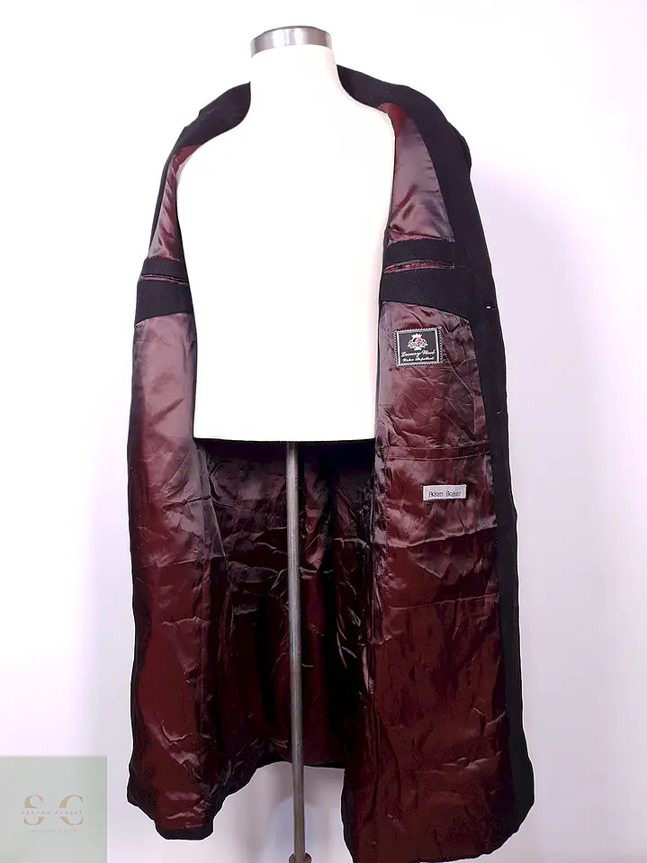 Abrigo Largo Negro Diseño Italiano Lana Talla L 15