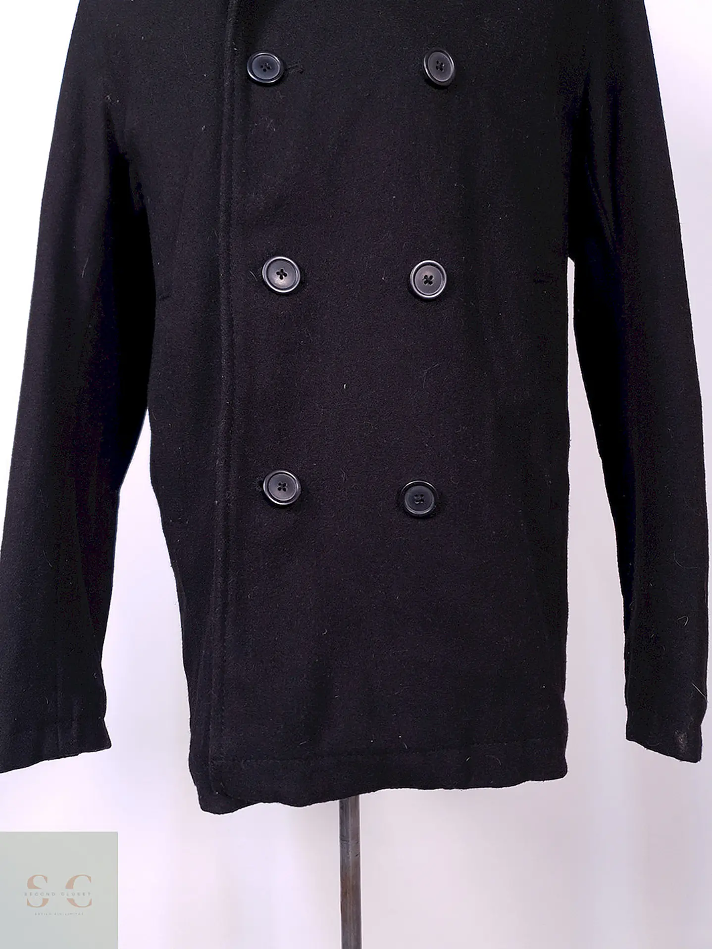 Abrigo Old Navy Marinero Negro Mezcla Lana Talla L 3