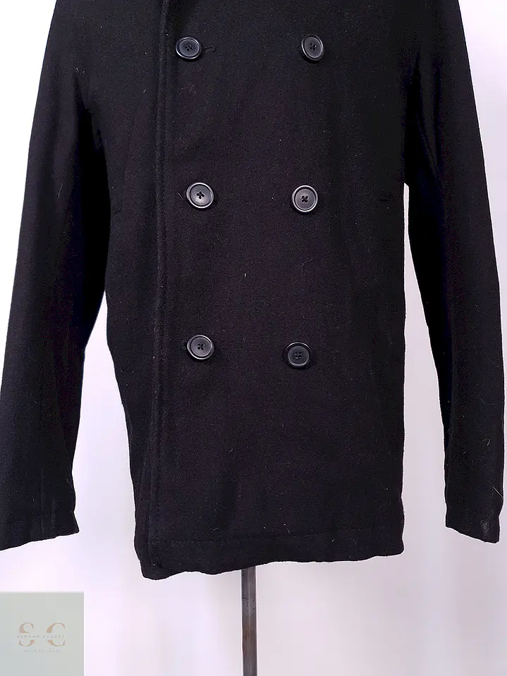 Abrigo Old Navy Marinero Negro Mezcla Lana Talla L 3