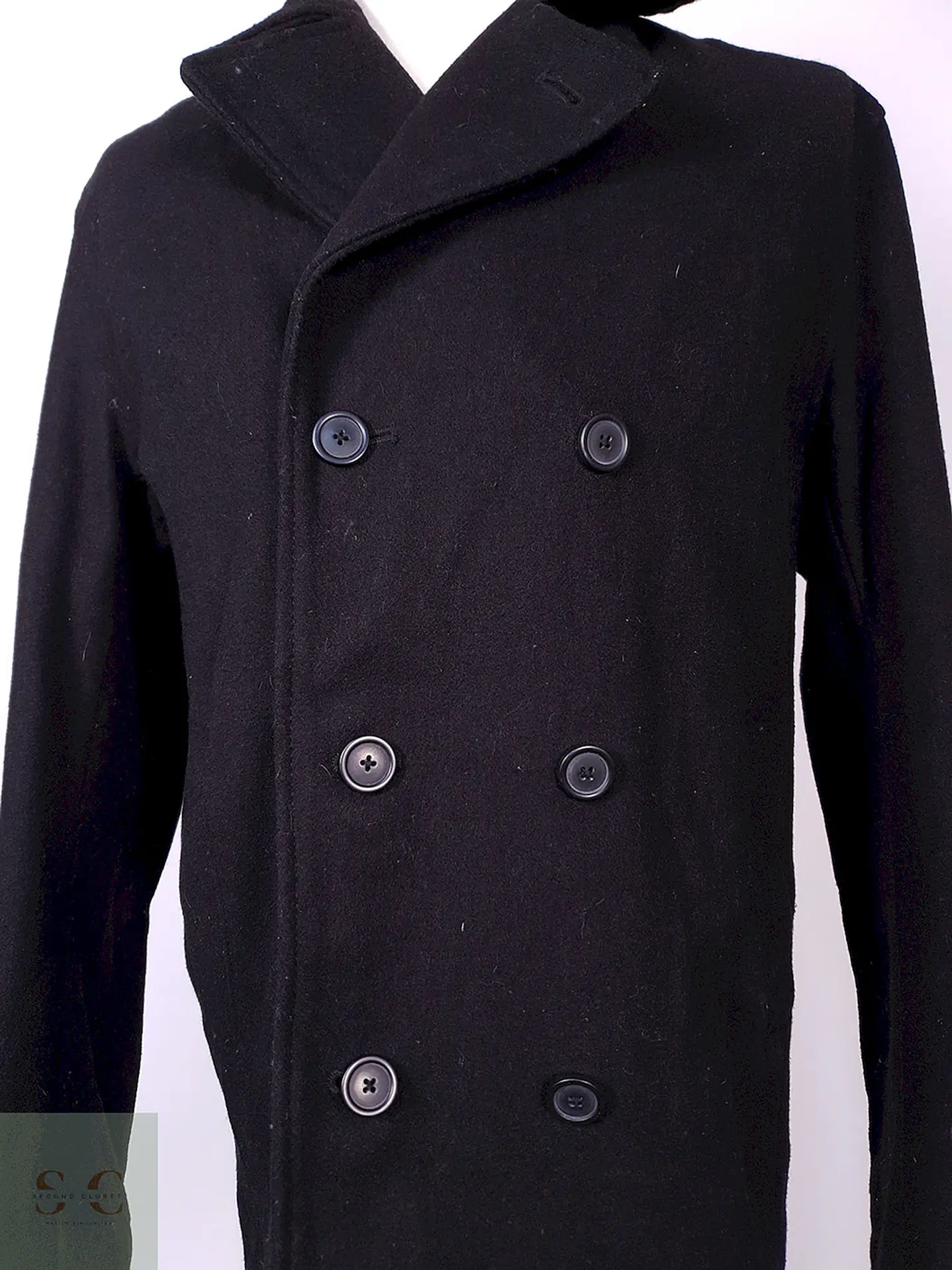 Abrigo Old Navy Marinero Negro Mezcla Lana Talla L 4