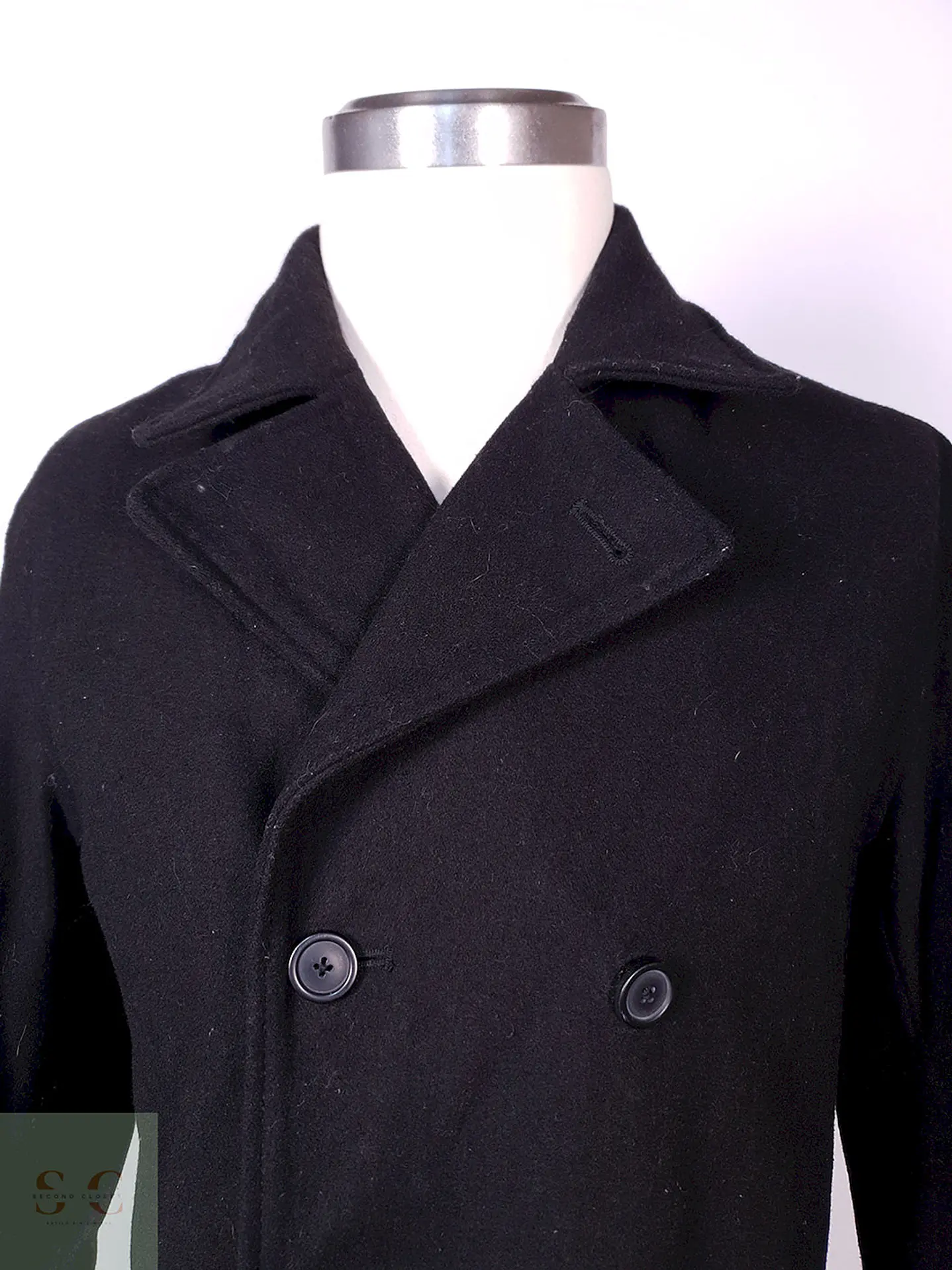 Abrigo Old Navy Marinero Negro Mezcla Lana Talla L 5