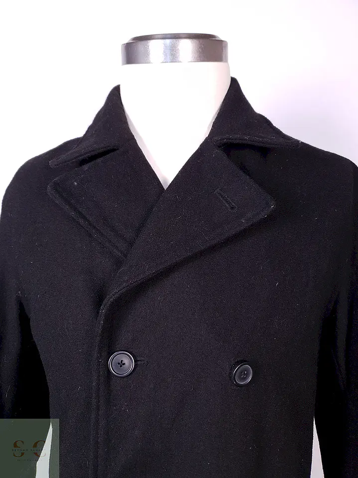 Abrigo Old Navy Marinero Negro Mezcla Lana Talla L 5