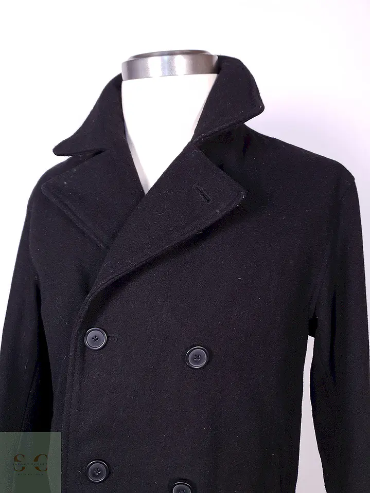 Abrigo Old Navy Marinero Negro Mezcla Lana Talla L 6