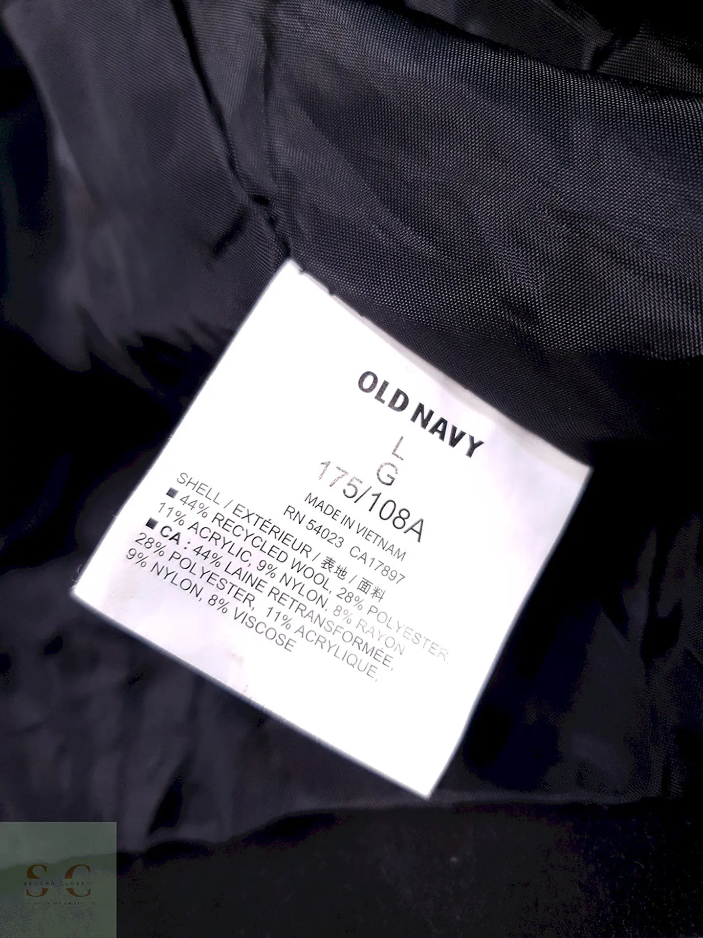 Abrigo Old Navy Marinero Negro Mezcla Lana Talla L 7