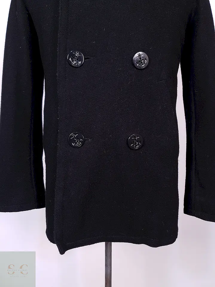 Abrigo Old Navy Marinero Negro Mezcla Lana Virgen Talla S 3