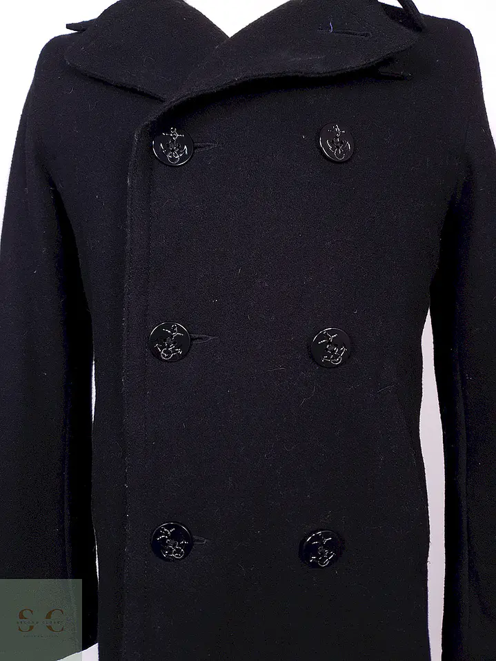 Abrigo Old Navy Marinero Negro Mezcla Lana Virgen Talla S 4