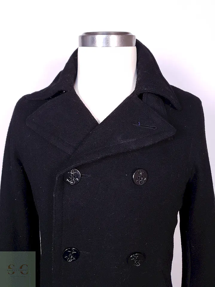 Abrigo Old Navy Marinero Negro Mezcla Lana Virgen Talla S 5