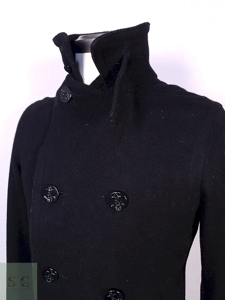 Abrigo Old Navy Marinero Negro Mezcla Lana Virgen Talla S 7
