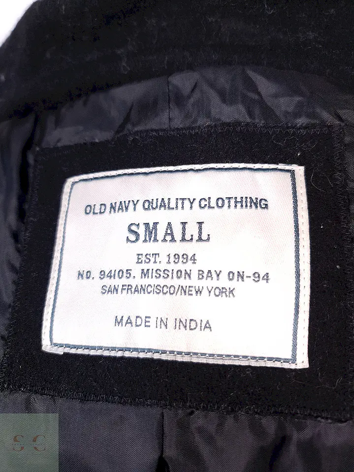 Abrigo Old Navy Marinero Negro Mezcla Lana Virgen Talla S 11